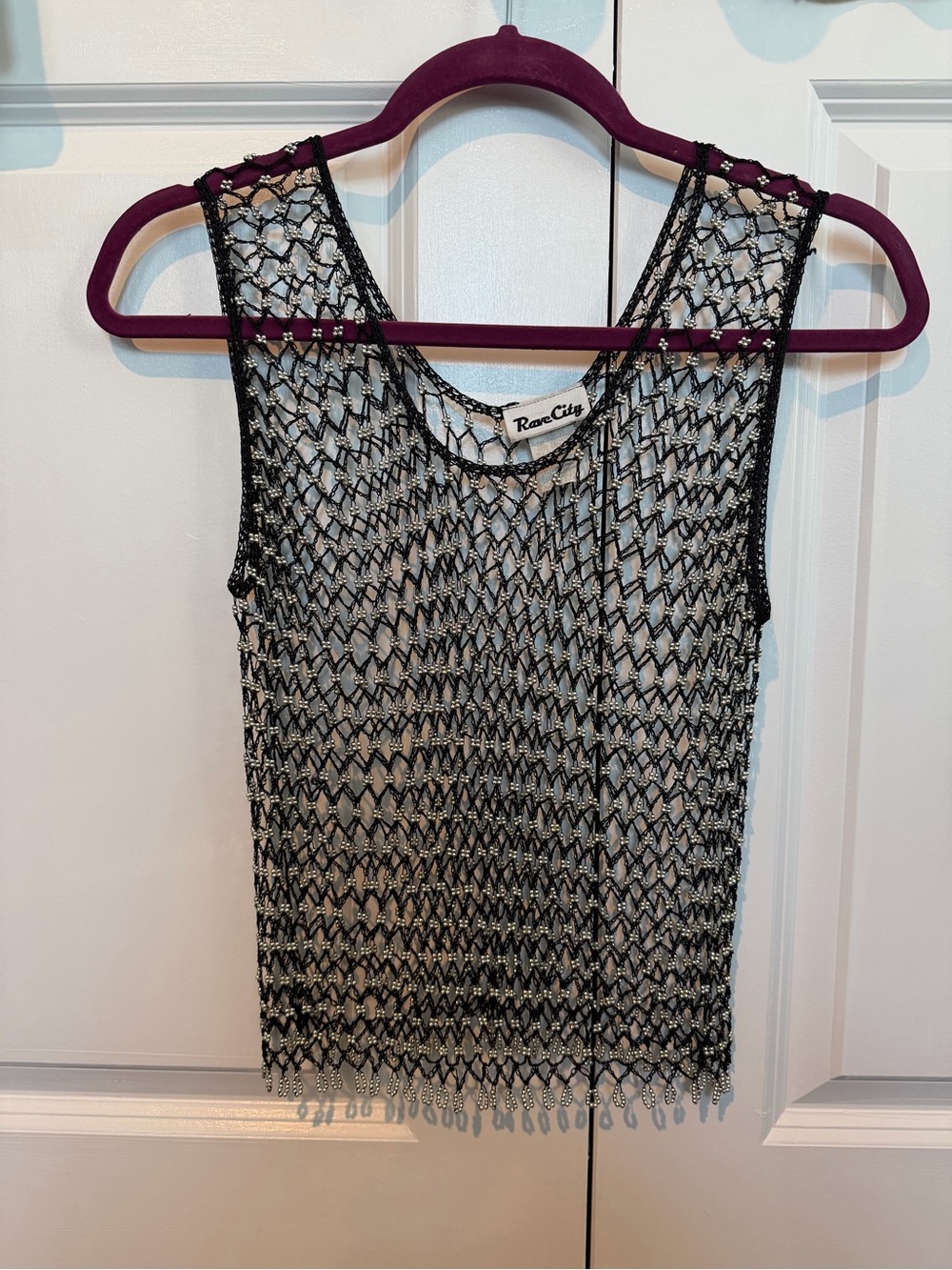 Rave City Y2K Vintage Women’s Mesh Beaded Tank One Size